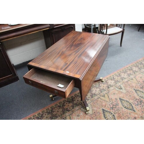 Regency Mahogany Pembroke Table with crossbanded top on turn...