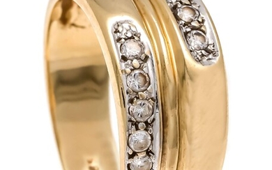 Ring GG / WG 585/000 with round fac. White gemstones, ring size 58, 5.0 g