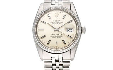 Rolex Reference 16030 Datejust | Retailed by Tiffany & Co.: A stainless steel automatic wristwatch with date and bracelet, Circa 1978