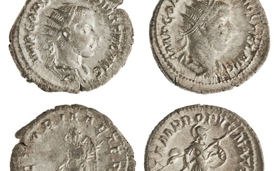 Roman Imperial. Gordian III (238-244). Pair of AR Antoniniani. Radiant draped bust right. Rvs....