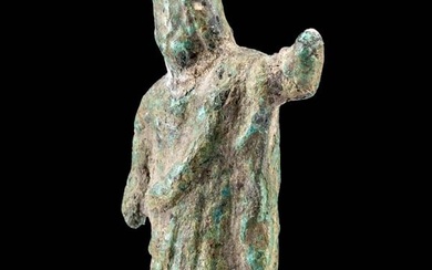 Roman Lead Bronze Figure, Serapis with Arm Raised