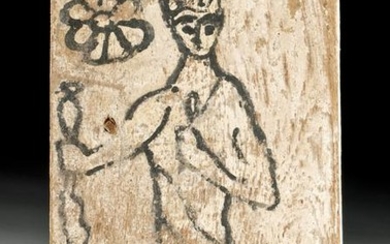 Romano-Egyptian Painted Wood Panel - Standing Figure