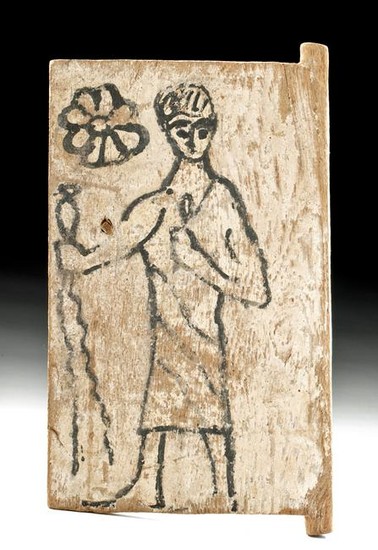 Romano-Egyptian Painted Wood Panel - Standing Figure