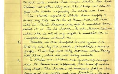 Ronald Reagan?s Personal Tribute as Pres Approx. 850 Words to Nancy Reagan and His Mother, Nelle