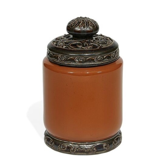 Rookwood Pottery covered humidor with overlay lid