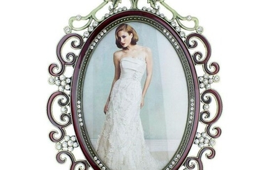 Russian Enamel & Crystal Bridal Photo Frame