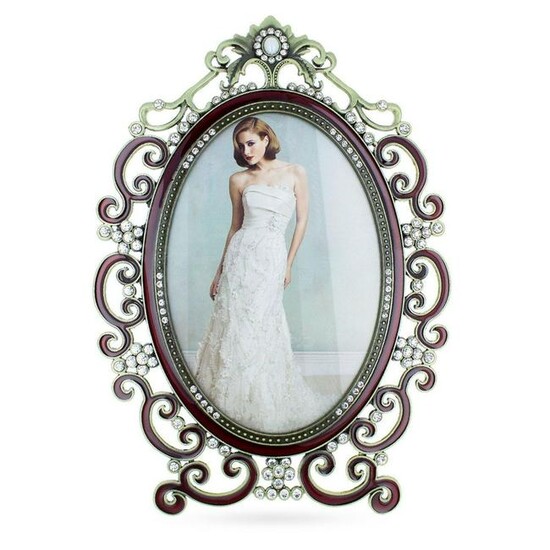 Russian Enamel & Crystal Bridal Photo Frame