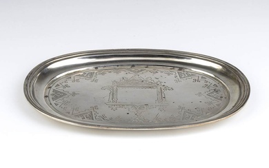 Russian silver salver -Moskow, 19th century of oval shape...