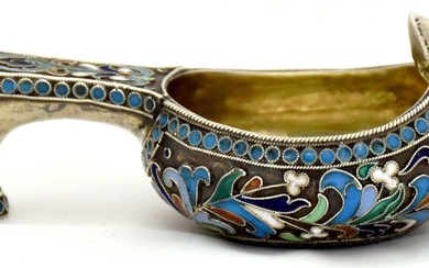 [Russian style]. Silver Russian scoop [kovsh] with enamels. - Russia,...