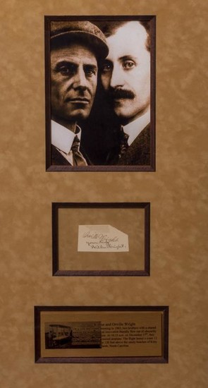 SIGNATURES OF ORVILLE AND WILBUR WRIGHT mounted with photographs...
