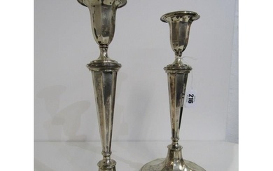 SILVER CANDLESTICKS, pair of silver candlesticks of octagona...