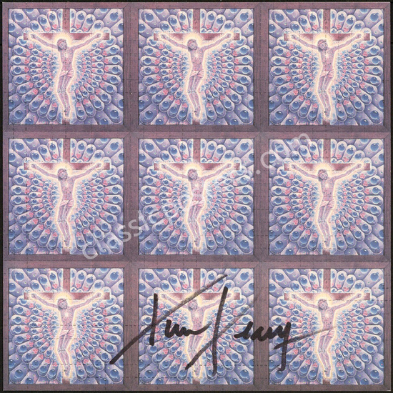 Scarce Timothy Leary-Signed Nine Panel Carbon Jesus Blotter Art