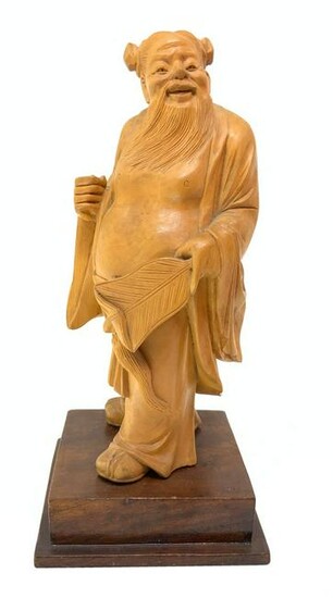 Sculpture of Chinese sage in wood, China, eighteenth