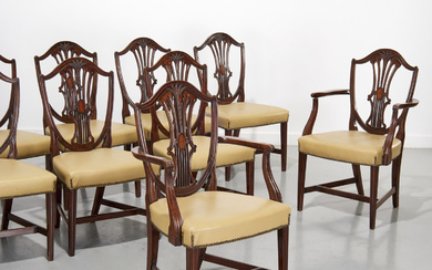 Set (10) antique Hepplewhite style dining chairs