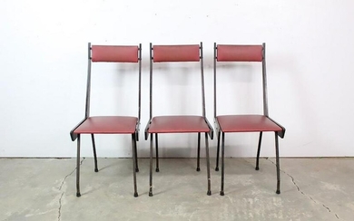Set 3 Atomic Style Italian High Back Iron Dining Chairs