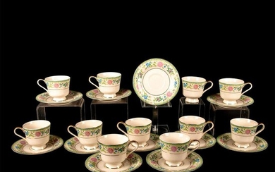 Set of 11 Royal Castle Porcelain Teacups And Saucers