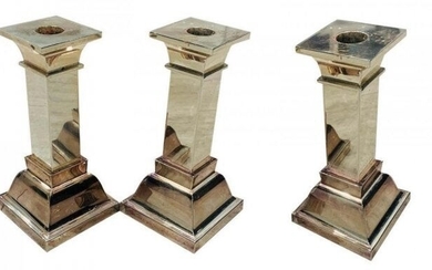 Set of 3 Silverplated Candle Holders by LUNT