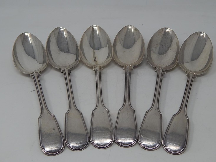 Set of Six Heavy Gauge Victorian Silver Tablespoons: Each Me...