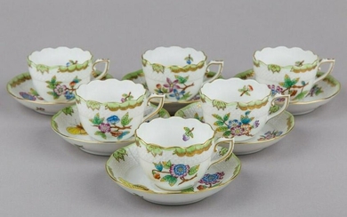 Set of Six Herend Queen Victoria Coffee Mocha Cups with