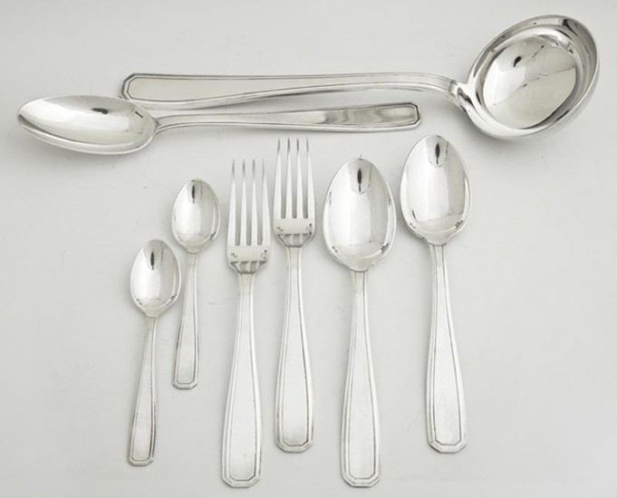 Set of Thirty-Eight Pieces of Silver Plated Flatware