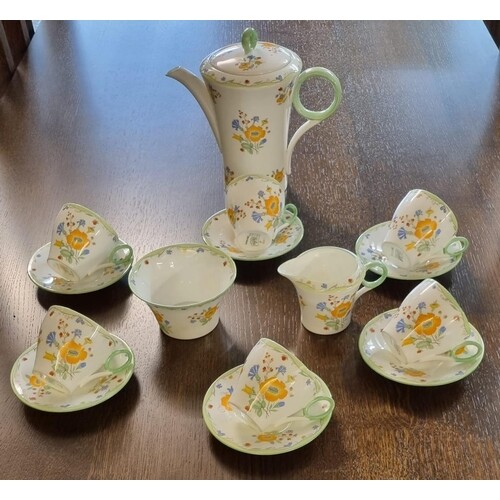 Shelley bone china floral decorated coffee set to include; c...