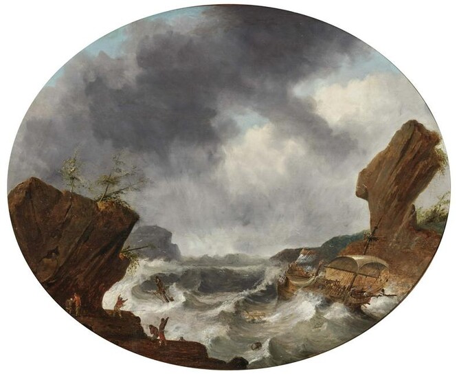 Shipwreck off a rocky coast