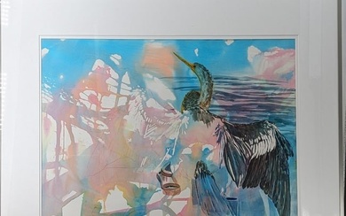 Signed And Dated Florida Artist Mary Jo Weale Watercolor Bird Painting, 1987