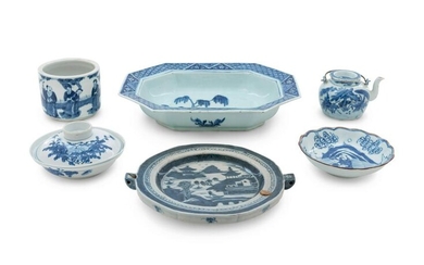 Six Chinese Blue and White Porcelain Wares