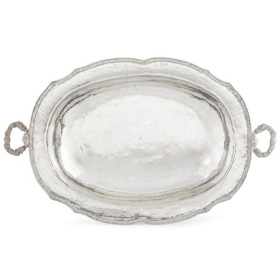 Spanish Colonial silver oblong serving dish, South