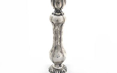Special silver candle holder with decorations and engravings, Altwien,...