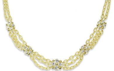 Stambolian Yellow Gold and Diamond Link Chain Necklace