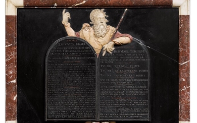 TABLE DE RELIEF AVEC MOSES ET LES DIX TABLEAUX DE LA LOIFrance, XVIe/17e siècleMarbre blanc,...