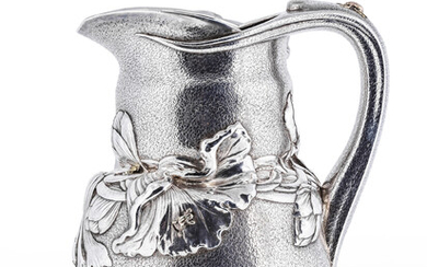 TIFFANY & CO (FOUNDED 1837) A Sterling Silver and Gold Water Pitcher1886in the Japanesque taste, with applied two-tone gold and patinated copper beetles, bugs and a toadstamped to the base 'TIFFANY & Co MAKERS STERLING SILVER AND GOLD', numbered '5465...