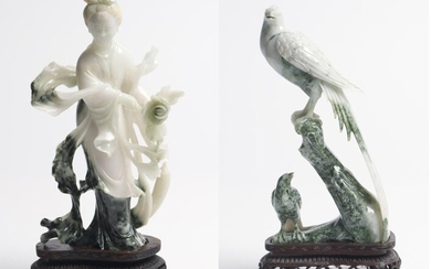 TWO CHINESE JADE FIGURAL CARVINGS PEOPLE'S REPUBLIC OF CHINA PERIOD, CIRCA 1970S