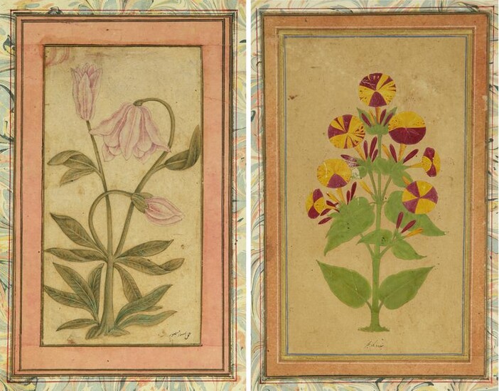 TWO MINIATURES DEPICTING FLOWERS, INDIA, DECCAN