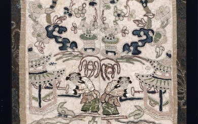 [Textiles]. (Embroidery). Prob. Chinese, late 19th/ early 20th cent.(?), col....