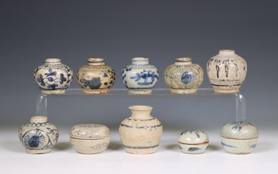 Thailand, a collection of blue and white pottery, 15th-17th century