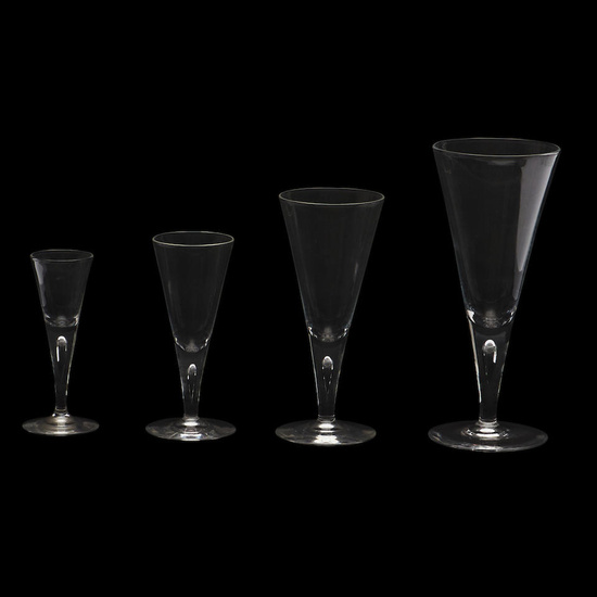Thirty-six Pieces of Steuben "Flute-shape Table Crystal," Corning, New York,...