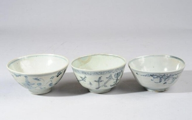 Three Ming Blue & White Bowls