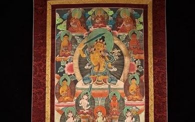 Tibetan Buddhism Sheepskin Buddhism Figure Tangka