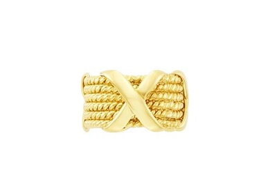 Tiffany & Co., Schlumberger Rope Six Row X Gold Band Ring
