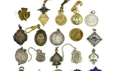 Twenty of 19th C. Russian Imperial Badges and Jettons
