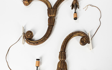 Two Carved Neoclassical-style Gilt Sconces