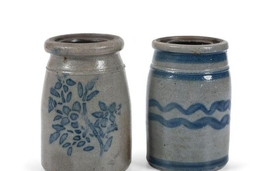 Two Diminutive Pennsylvania Cobalt-Decorated Stoneware