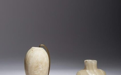 Two Egyptian Alabaster Vessels Height of bottle 3