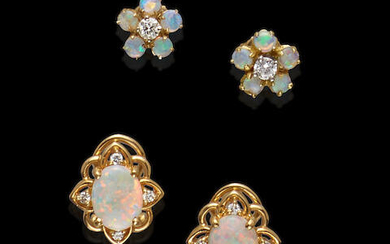 Two Pairs of Opal Earstuds