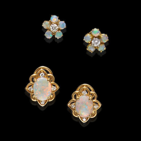 Two Pairs of Opal Earstuds