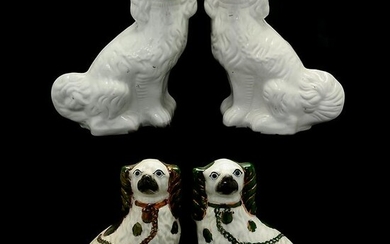 Two Pairs of Staffordshire Pottery Dogs.