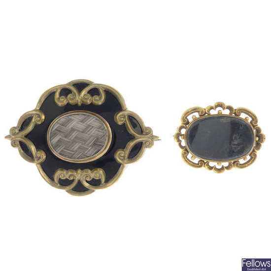 Two Victorian mourning brooches.