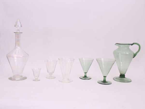 Two blown glass glasses service early 20th century